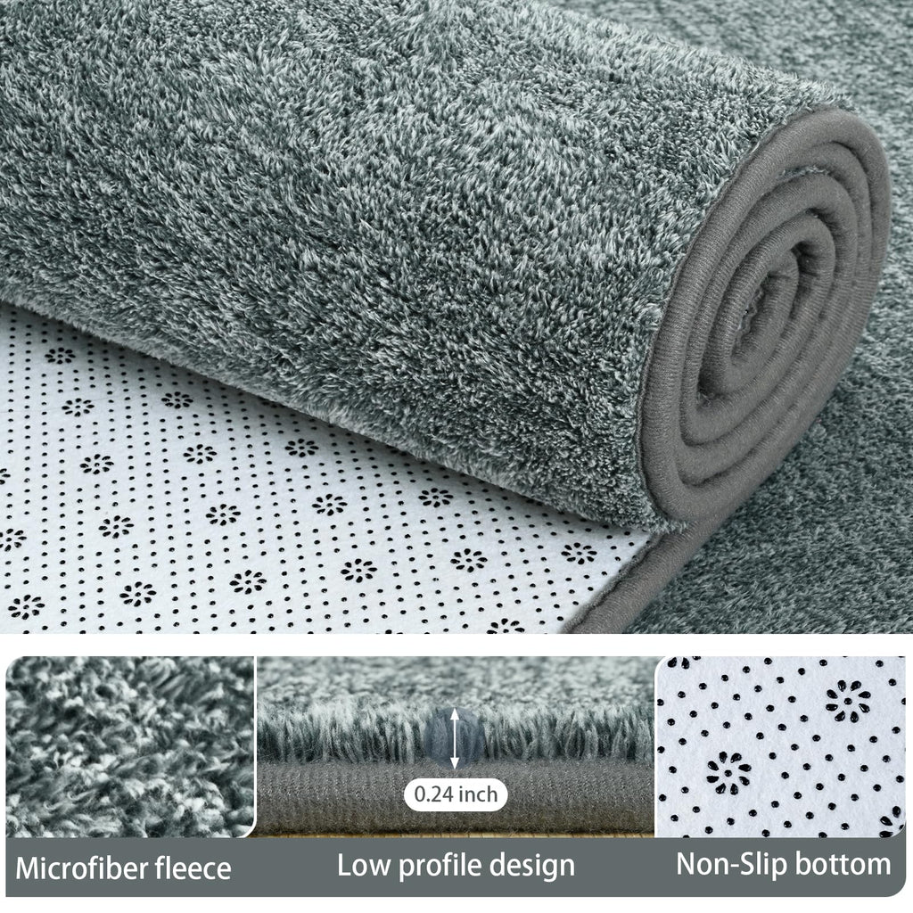 AROGAN 5x7 Area Rugs for Living Room Non Slip Bedroom Rug, Grey & Green