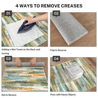 Lansny Modern Abstract Runner Rug 2.6x14, Green Mustard Multi Washable Long Kitchen Runner Non-Slip Soft Hallway Rug Runner Thin Print Faux Wool Carpet for Entryway Bedroom Laundry Room Indoor