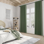 Guken Olive Green 100% Blackout Curtains 102 Inch Length 2 Panels Set for Living Room Bedroom Back Tab Thermal Insulated Black Out Linen Drapes Room Darkening Window Curtains,52x102