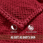 Exclusivo Mezcla Fleece Bed Blanket Twin Size, Super Soft and Warm Blankets for Couch, Sofa and Bed Waffle Textured, Cozy, Fuzzy and Lightweight (Deep Red, 60x80 inches)