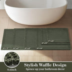 RESARE Christmas Waffle Bath Mat for Bathroom, Super Absorbent Bathroom Rugs Non Slip Machine Washable, Ultra Soft Quick Dry Boho Bath Rugs with Tassels for Floor, Bordered Design, 24"x36" Green