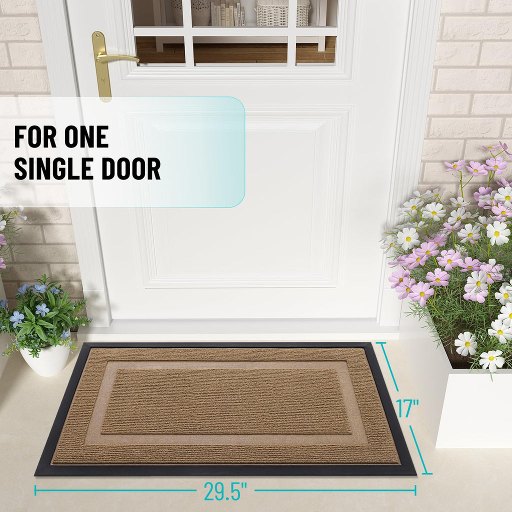 OLANLY Front Door Mat Outside 29.5x17, All-Season Heavy-Duty Rubber Doormat