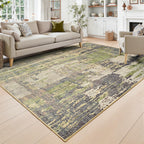 Toneed Abstract Area Rug Modern Washable Rug Soft Non Slip Rug Low Pile for Bedroom Living Room Dining Room Green 5x7 Feet