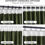 RYB HOME Olive Green Velvet Curtains with Hook Tape, Thermal Insulated Privacy Protect Decorative Drapes for Sliding Glass Door, W 62 x L 90 inches, 2 Panels Set