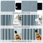 Guken Blue 100% Blackout Curtains 92 Inch Length 2 Panels Set for Living Room Bedroom Back Tab Thermal Insulated Black Out Linen Drapes Room Darkening Window Curtains 92 Inches Long Dusty Blue
