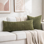 Fancy Homi 4 Packs Boho Moss Green Decorative Throw Pillow Covers 20x20 Inch for Couch Bed Sofa, Rustic Modern Farmhouse Home Decor, Soft Plush Corduroy Square Cute Cushion Case 50x50 cm