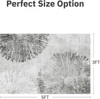 3 x 5 Rug Small Non Slip Area Rug Ultra Soft Machine Washable Low Pile Modern Abstract Dahlia Indoor Carpet Rugs for Bedroom Living Room Entryway Kitchen Bedside, Grey