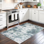 IOHOUZE Abstract Area Rug 3x5 Ft Washable Rugs for Entryway Indoor, Non Slip Kitchen Rug Printed Faux Wool Throw Rugs with Rubber Backing, Indoor Door Mat for Entrance Foyer Living Room, Sage Grey