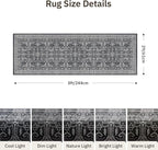 Washable 2x8 Runner Rug - Non Slip Vintage Kitchen Runner Rugs Low-Pile Distressed Long Rugs for Hallway Waterproof Indoor Carpet for Living Room Bedroom Entryway 2x8 Black