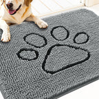 OLANLY Dog Door Mat for Muddy Paws 34x21, Paw Print Design Chenille Mud Mat