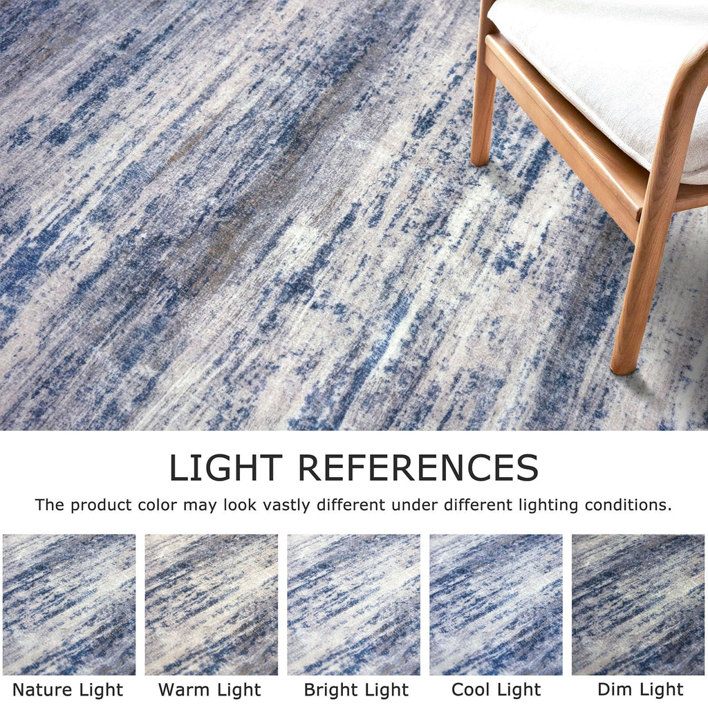 KOZYFLY Abstract Rugs for Entryway 2x3 Washable Small Area Rug Grey-Blue
