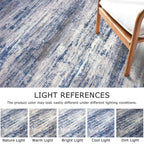 KOZYFLY Abstract Rugs for Entryway 2x3 Washable Small Area Rug Grey-Blue