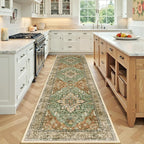 Area Rugs 2'x7' Runner Rug Non Slip Washable for Kitchen Hallway Bedroom Beside Laundry Room Bathroom Rug, Floor Carpet, Brick Red Rust Neutral Brown Burnt Orange Green
