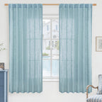 LAMIT Semi Sheer Linen Curtains 63 Inch for Living Room 52 x 63 Inch