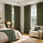 MIULEE 100% Blackout Linen Curtains 42 x 84 Inch Light Olive Green 2 Panels
