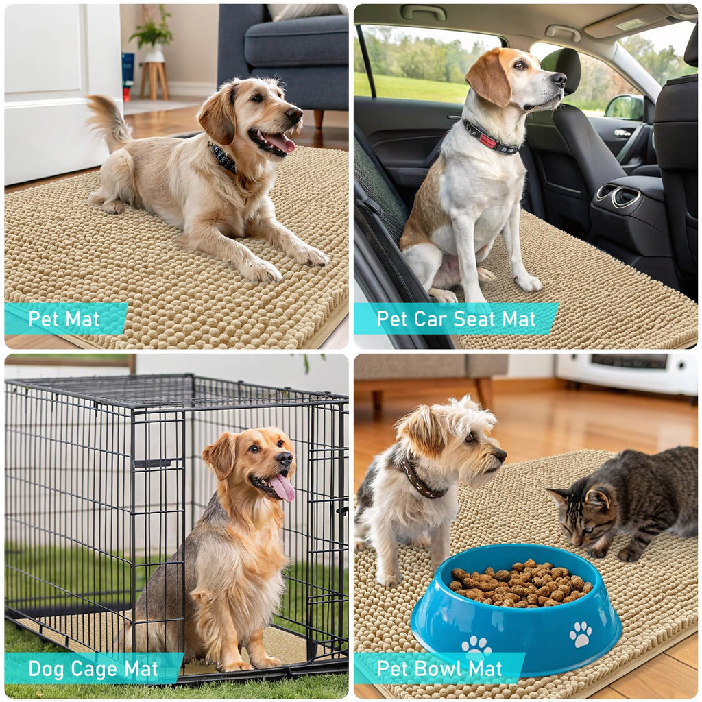 OLANLY Dog Door Mat for Muddy Paws 44x24, Super Absorbent Chenille Mud Mat