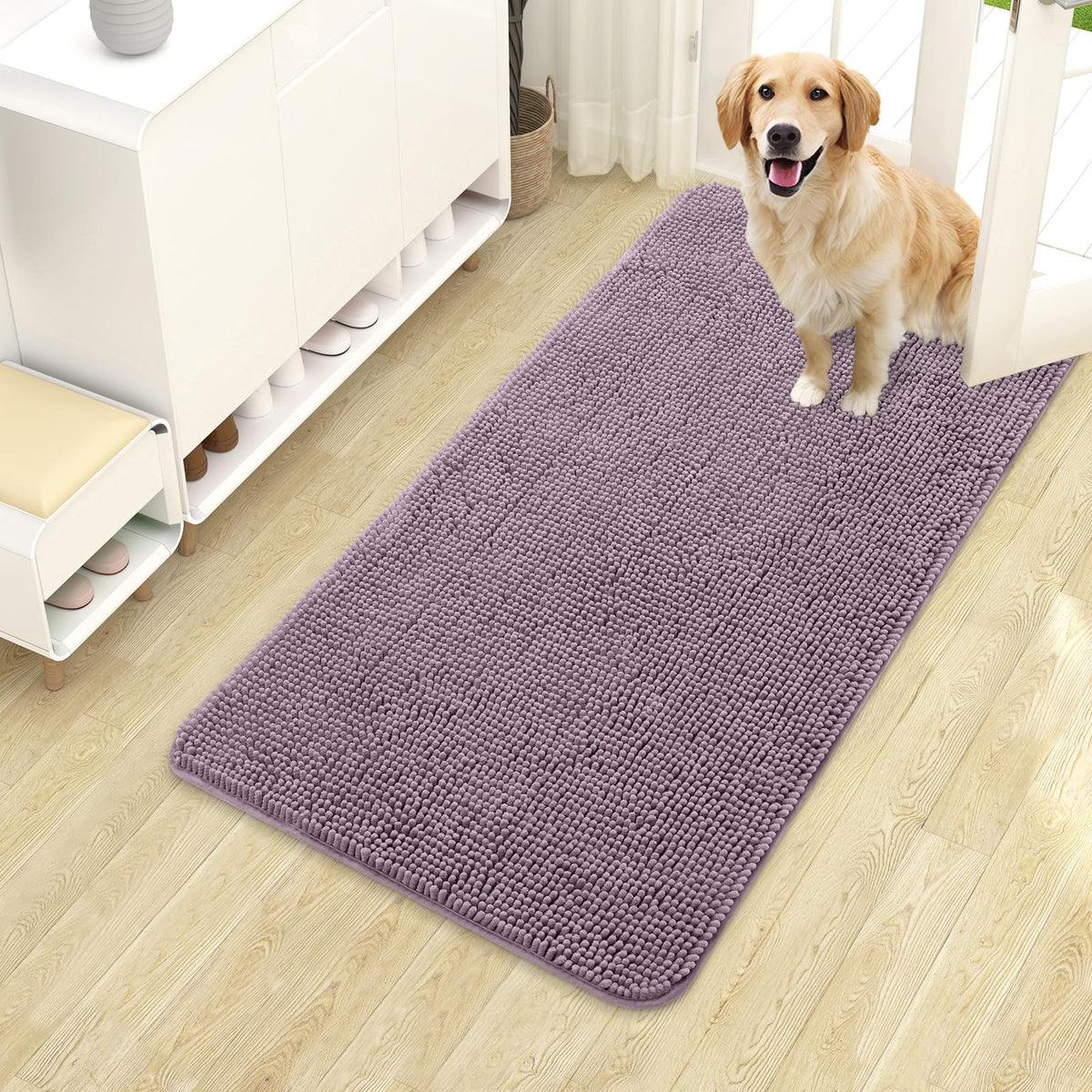 OLANLY Dog Door Mat for Muddy Paws 40x24, Super Absorbent Chenille Mud Mat