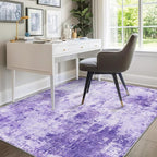 Washable Area Rugs 7'x9' Non-Slip Modern Abstract Soft for Living Room Entryway Bedroom Nursery, Print Pattern, Purple Gray Pink White