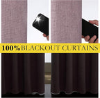 NICETOWN Chaise Mauve Vintage Linen 100% Blackout Curtains for Living Room, Thermal Insulated Curtains 48" Long, Noise Reducing Window Treatment Drapes for Hall Room, 52" Wide Per Panel, Set of 2