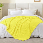 BEDELITE Fleece Throw Blanket for Couch & Bed - 3D Jacquard Decorative Amber Yellow Blanket, Super Soft and Cozy Warm Fuzzy Blanket All Seasons Suitable, 60x80Inches