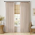 MIULEE Pinch Pleated Linen Curtains 90 Inches Long Sand Beige with Hooks