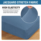 H.VERSAILTEX Super Stretch Couch Cushion Covers Sofa Cushion Slipcovers Jacquard Fabric Individual Seat Couch Slipcover Sets for Pets with Elastic Bottom(3 Packs Cushion Sofa Covers, Dusty Blue)