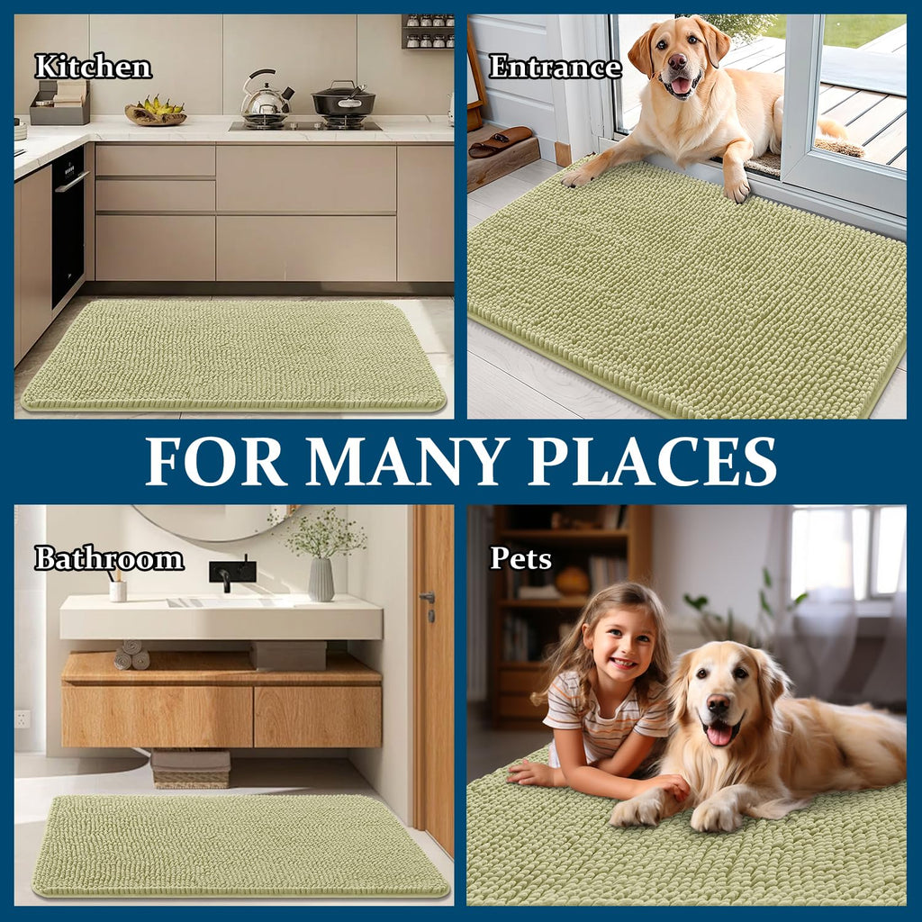 OLANLY Dog Door Mat for Muddy Paws 44x32, Super Absorbent Chenille Mud Mat
