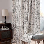jinchan Blackout Floral Curtains for Living Room Bedroom Linen Blend Curtain Farmhouse Black Printed with Lined Back Tab Rod Pocket Drapes Window Treatments 2 Panels 96 Inch
