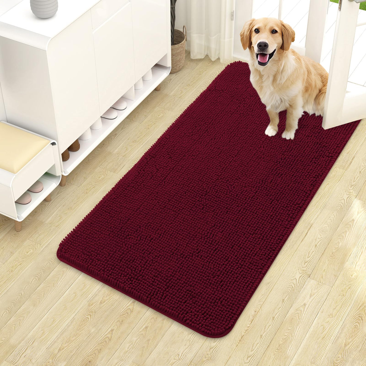 OLANLY Dog Door Mat for Muddy Paws 40x24, Super Absorbent Chenille Mud Mat