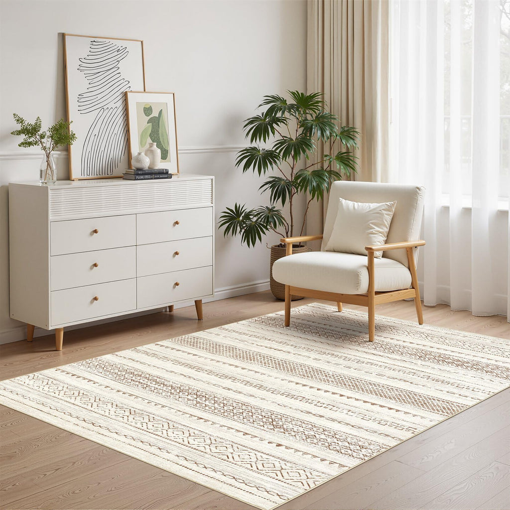 Nakagishi Boho 3x5 Area Rug Living Room Rugs Machine Washable Brown