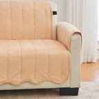 Great Bay Home Velvet Recliner Cover - Washable Slipcover Furniture Protector with Elastic Straps - Furniture Cover for Dogs, Kids, and Pets - Stitched Detail (Peach)