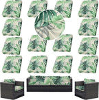 14Pcs Outdoor Cushion Covers, Patio Cushion Covers,Stretch Elastic Slipcovers, Replacement Washable & Reusable Furniture Protector for Patio Couch (Mint Green,Cover Only)