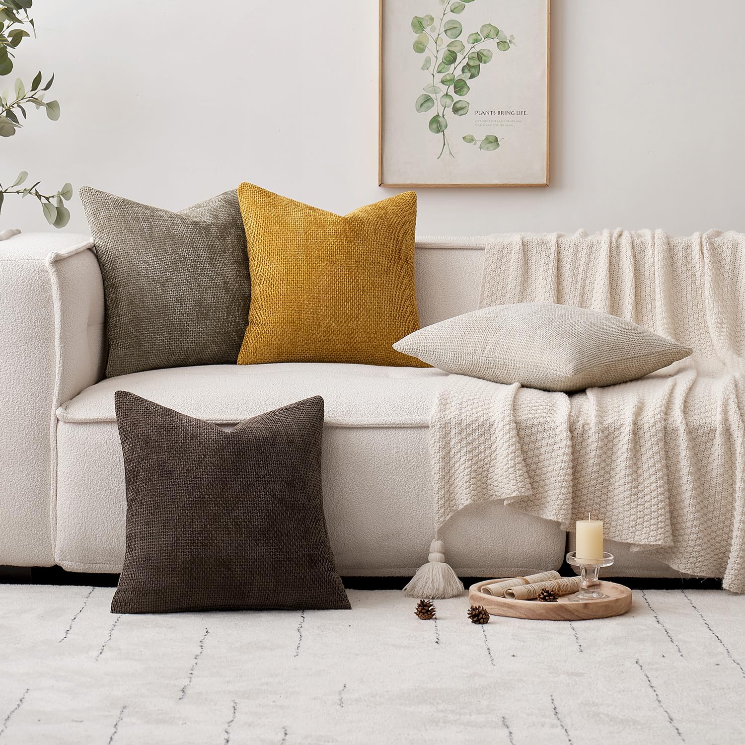 MIULEE Decorative Lumbar Throw Pillow Covers 12x20 in Mustard Yellow 2 Pack