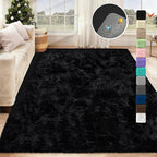 5x7 Area Rug for Living Room: Fluffy Shag Soft Washable Rugs Fuzzy Plush Indoor Carpet for Bedroom Nursery Playroom Dorm Kids Girls Boys Room (Black, 5'x7')