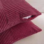 Fancy Homi 2 Packs Burgundy Lumbar Decorative Throw Pillow Covers 16x26 Inch for Couch Bed Sofa, Rustic Farmhouse Boho Spring Home Decor, Soft Striped Corduroy Rectangle Accent Cushion Case