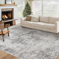 VECARF Area Rug 6x9 Washable Rug, Vintage Boho Medallion Rugs Non-Slip Soft Low Pile Large Distressed Rug Indoor Retro Carpet for Living Room Bedroom Dining Room Home Office (Grey, 6'x9')