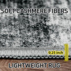 6x9 Area Rugs Washable Rug: Large Modern Abstract Living Room Rug Soft Anti-Skid Thin Carpet Indoor Floor Non-Shedding Carpets for Bedroom Dining Room Farmhouse Nursery Home Office Black