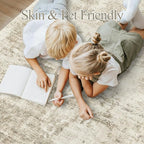 10x14 Area Rugs for Living Room, Non Slip Machine Washable Vintage Carpets, Low Pile Lightweight Large Rug for Bedroom, Dining Room, Home Office Beige Gray