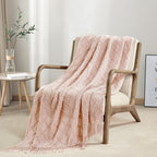 BOURINA Pink Throw Blanket 50 x70 Inch Jacquard Throw Knitted Blanket
