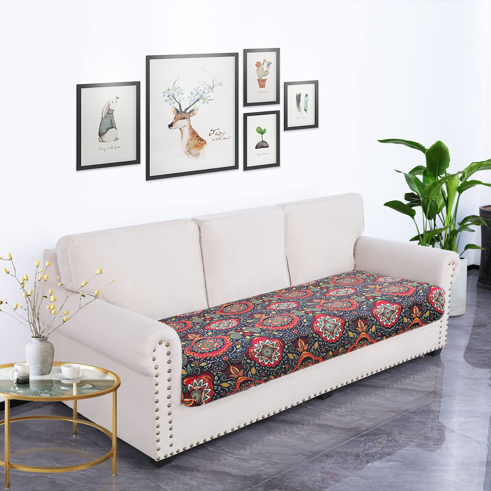 hyha Printed Couch Cushion Covers, Sofa Covers Washable for 3 Cushion Couch