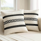 MIULEE Set of 2 Black Boho Decorative Pillow Covers 18x18 Inch