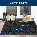 Smiry Welcome Door Mat Outside Entrance, Heavy Duty Trap Dirt and Moisture Easy Clean Low Profile Patio Porch Indoor Outdoor Front Doormat for Entry, 47x32 Inch, Black