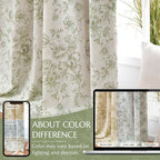 jinchan Blackout Floral Curtains for Living Room Bedroom Linen Blend Curtain Farmhouse Green Printed with Lined Back Tab Rod Pocket Drapes Window Treatments 2 Panels 90 Inch