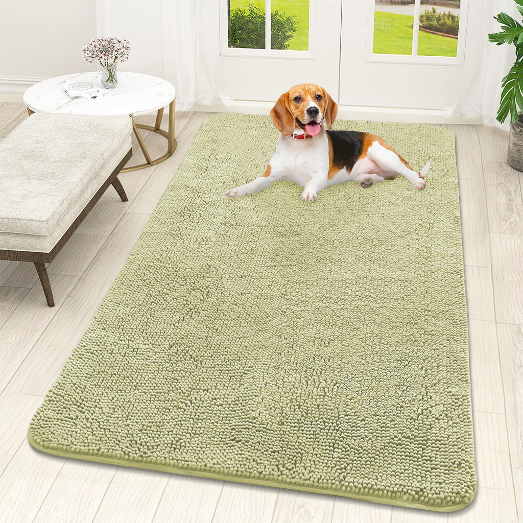 OLANLY Dog Door Mat for Muddy Paws 59x32, Super Absorbent Chenille Mud Mat