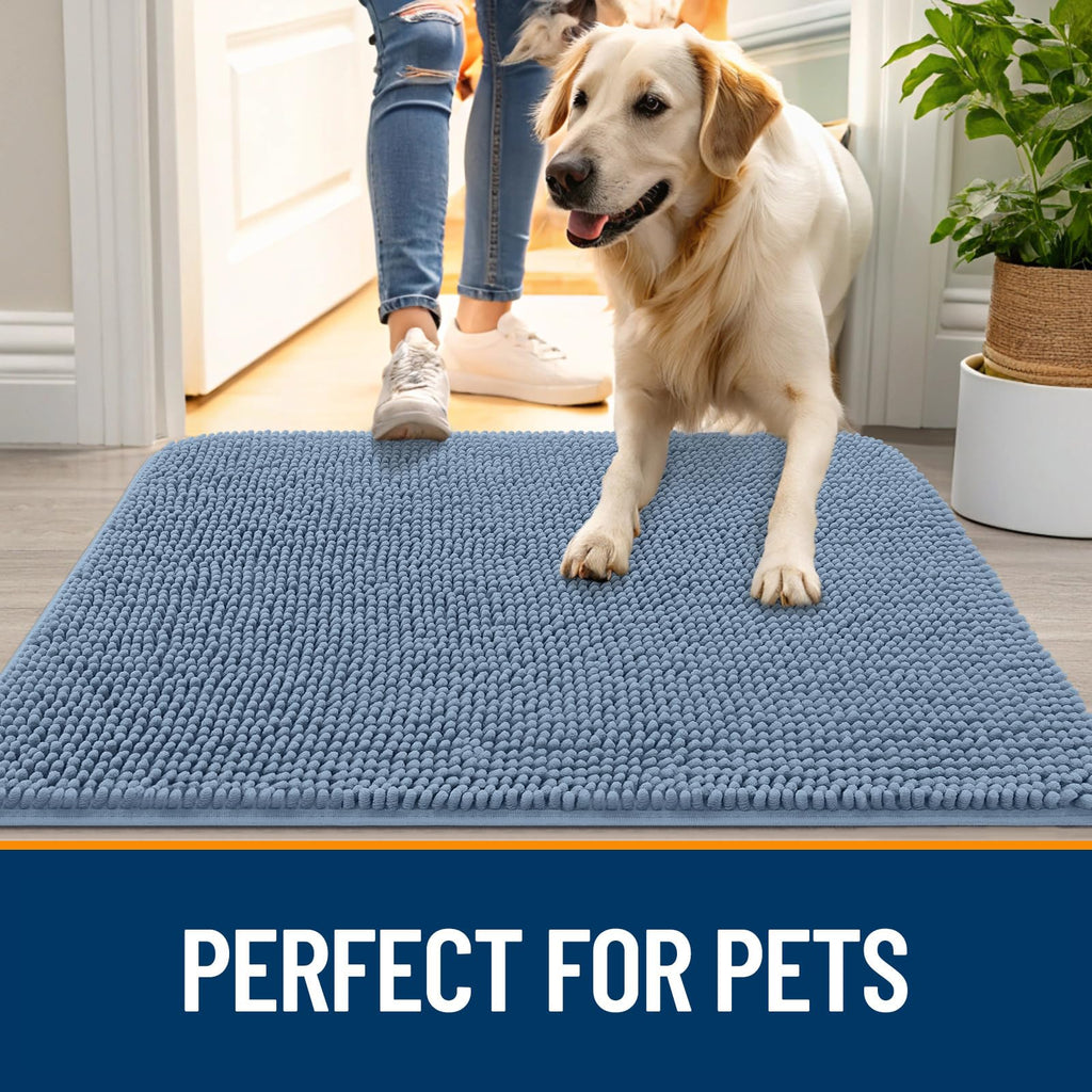OLANLY Dog Door Mat for Muddy Paws 47x24, Super Absorbent Chenille Mud Mat