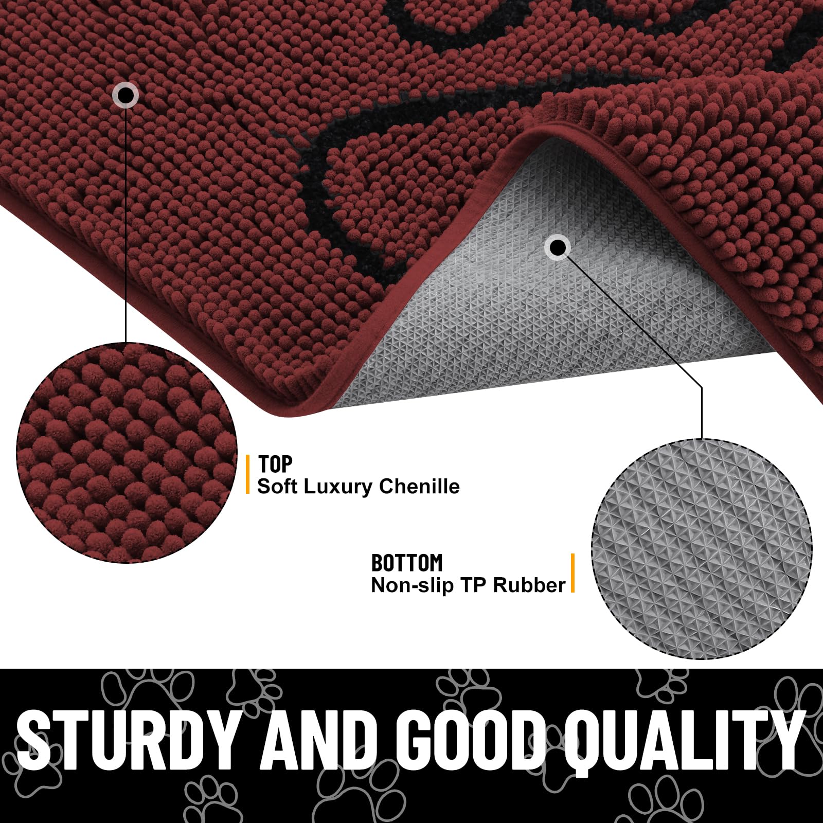 Smiry Dog Door Mat for Muddy Paws, Absorbent Non Slip Dirt Trapper, 30x20