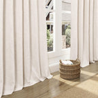 Beige Linen Curtain 96 inches Long for Living Room Back Tab Neutral Vintage Country Rustic Farmhouse Curtain Burlap Textured Canvas Cloth Look Linen Drapes 96 inch Length for Dinning Room Bedroom 8 FT