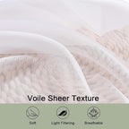 OWENIE Sheer White Curtains 84 Inch Length 2 Panels Set for Living Room Bedroom, Rod Pocket Voile Sheer Panel Drapes, White, 2pcs, Each 42" W x 48" L