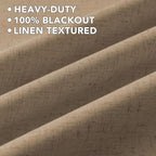 H.VERSAILTEX Linen Curtains 100% Blackout Curtains for Bedroom 108 inch Long Full Light Blocking Nature Linen Blended Window Curtains for Living Room Nickel Grommet (2 Panels, Heathered Macchiato)