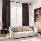 Nanspring Cocoa Coffee Linen Blend Light Filtering Back Tab Curtains 108 Inches Long, Semi Sheer Privacy Drapes for Living Room & Bedroom, 52x108 inch, 2 Panels